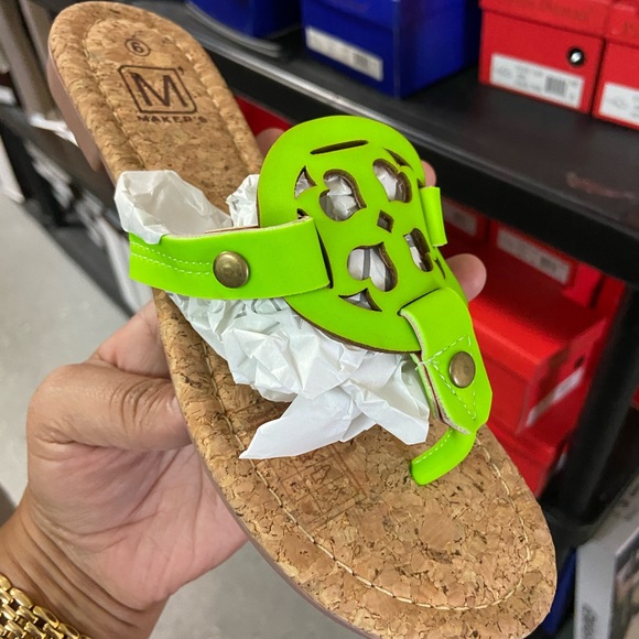 Neon Green Sandals Cork Sandals - Picture 2 of 4